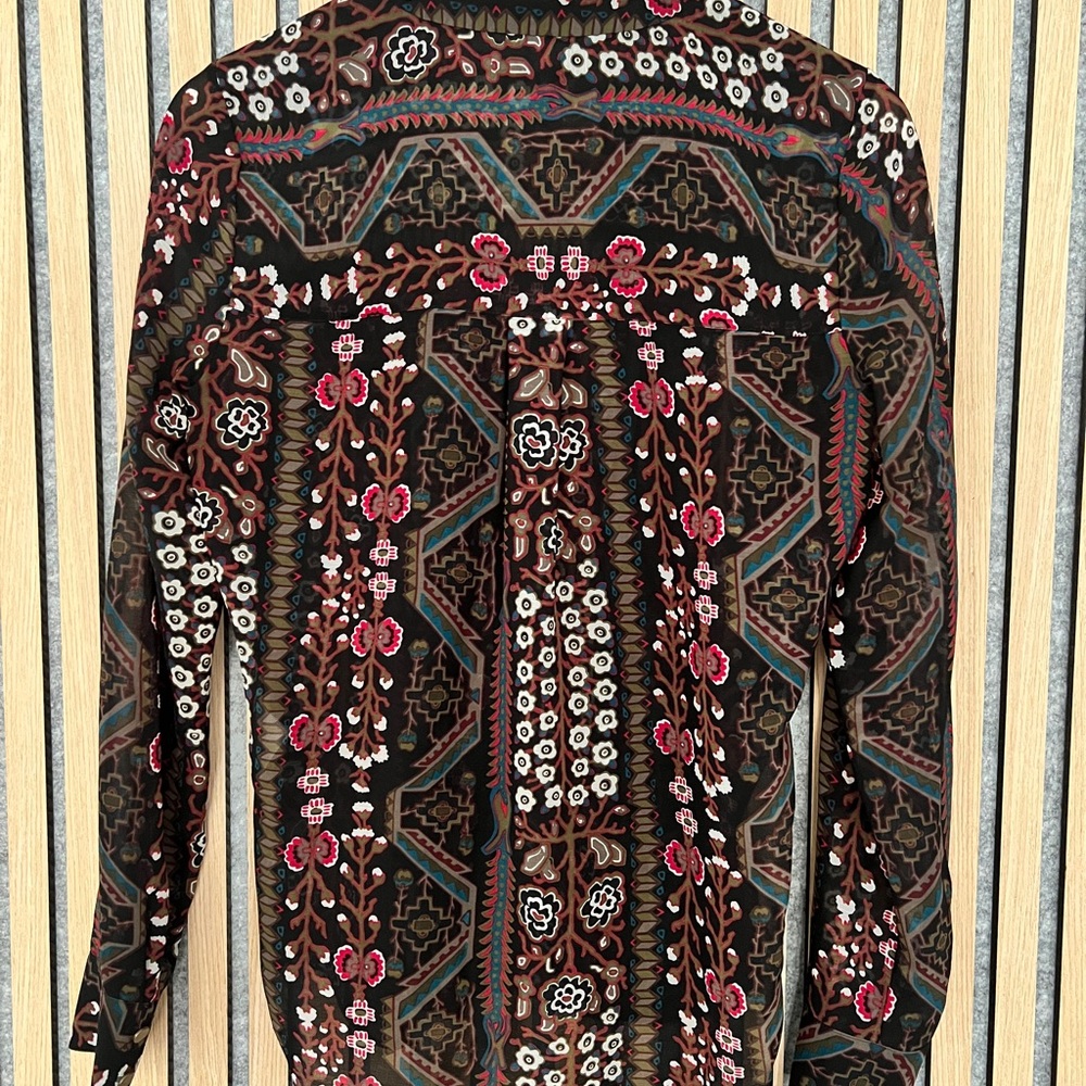 Veronica Beard Black and Red Patterned Blouse - Picture 2 of 4
